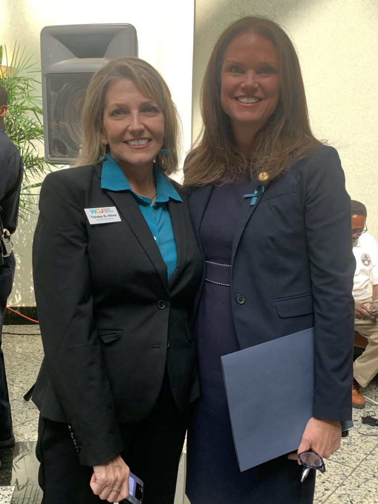 Teresa Miles WCJ and Melissa Nelson SAO at Sexual Assault Awareness Month Press Conference